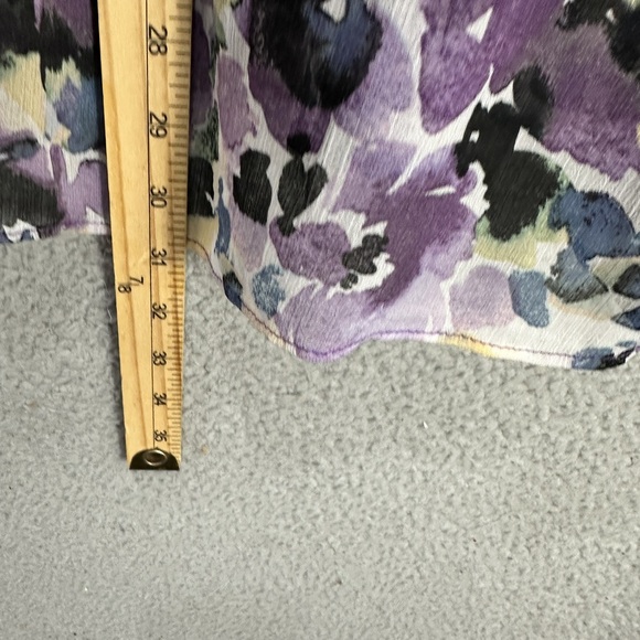 AGB‎ Womens 2X Purple Floral Chiffon Lace Up Top Ruffle Short Sleeve Boho - Picture 4 of 7